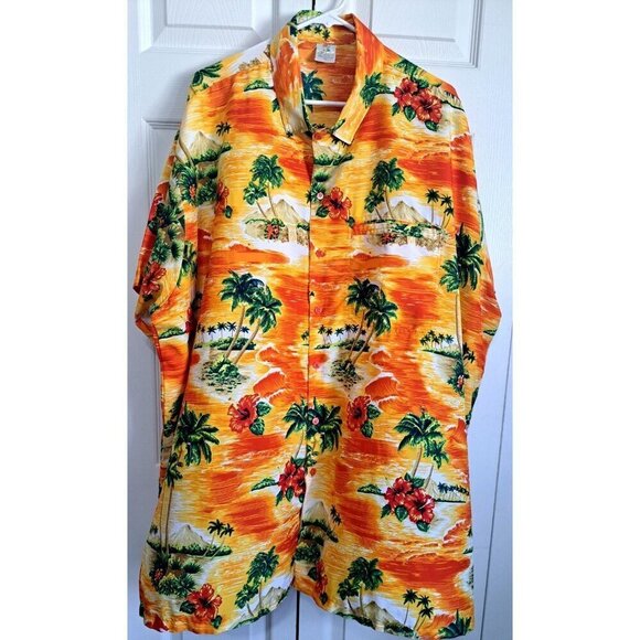 RIMA Men's 3XL Multicolor Tropical Floral Orange Hawaiian Aloha S/S Shirt - Picture 1 of 7